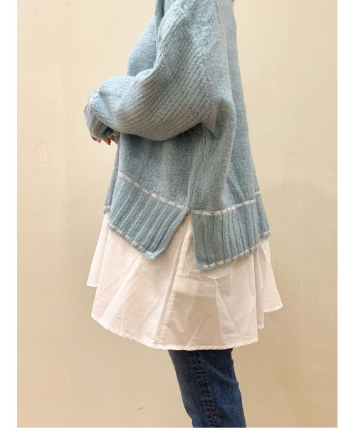 HONEYSUCKLE ROSE（ハニーサックルローズ）の「【HONEYSUCKLE ROSE】フェイクレイヤードニット（ニット/セーター・レディース・オフホワイト/ブルー・フリー）」の19枚目の写真