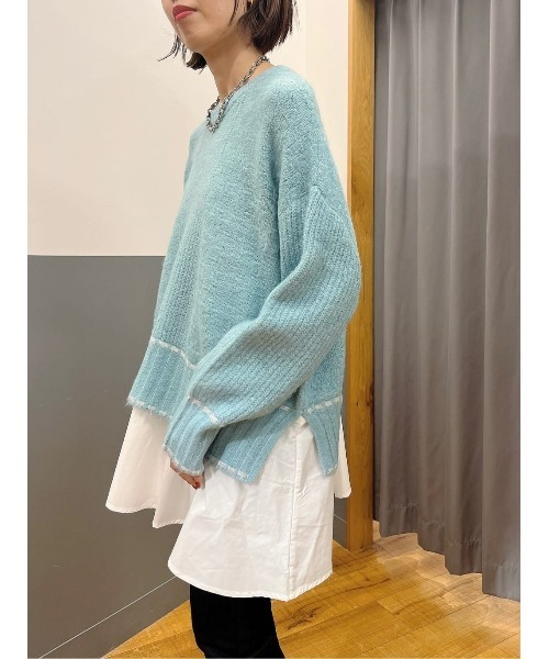 HONEYSUCKLE ROSE（ハニーサックルローズ）の「【HONEYSUCKLE ROSE】フェイクレイヤードニット（ニット/セーター・レディース・オフホワイト/ブルー・フリー）」の13枚目の写真