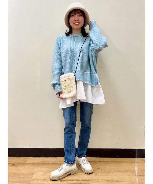 HONEYSUCKLE ROSE（ハニーサックルローズ）の「【HONEYSUCKLE ROSE】フェイクレイヤードニット（ニット/セーター・レディース・オフホワイト/ブルー・フリー）」の21枚目の写真