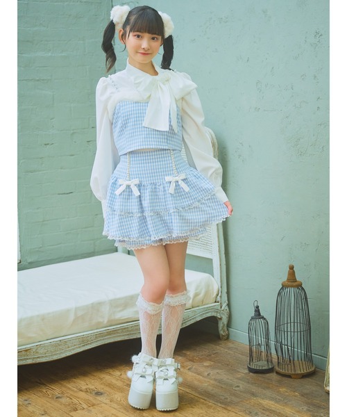Ank Rouge(アンクルージュ)の「エコファーギンガムビスチェ(ベスト・レディース・ピンク/ブラック/ブルー・M)」の12枚目の写真