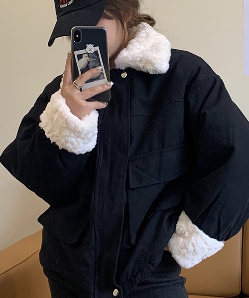 Girly Doll（ガーリードール）の「ボア付きブルゾン（ブルゾン・レディース・ピンク/ブラック/ブルー/イエロー・FREE）」の5枚目の写真