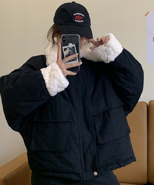 Girly Doll（ガーリードール）の「ボア付きブルゾン（ブルゾン・レディース・ピンク/ブラック/ブルー/イエロー・FREE）」の6枚目の写真