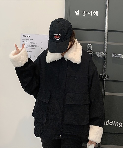 Girly Doll（ガーリードール）の「ボア付きブルゾン（ブルゾン・レディース・ピンク/ブラック/ブルー/イエロー・FREE）」の7枚目の写真