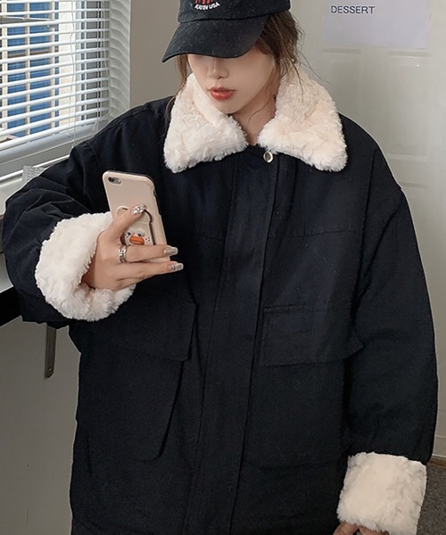 Girly Doll（ガーリードール）の「ボア付きブルゾン（ブルゾン・レディース・ピンク/ブラック/ブルー/イエロー・FREE）」の9枚目の写真