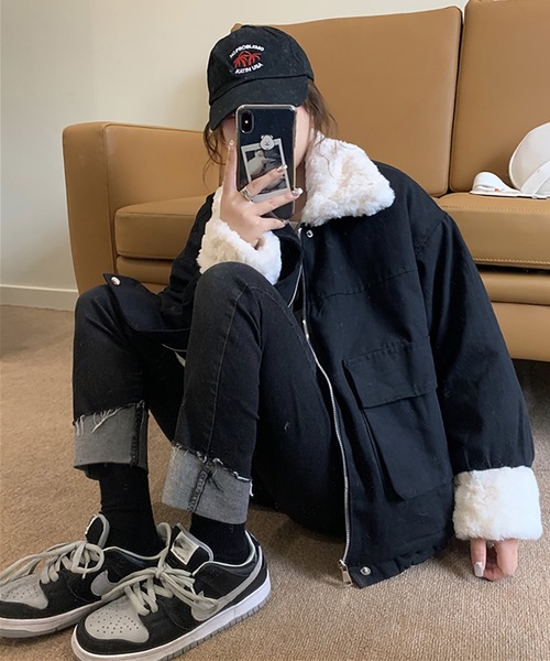 Girly Doll（ガーリードール）の「ボア付きブルゾン（ブルゾン・レディース・ピンク/ブラック/ブルー/イエロー・FREE）」の11枚目の写真