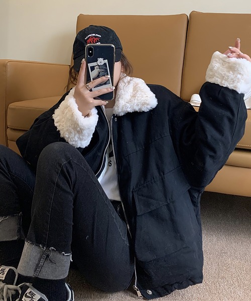 Girly Doll（ガーリードール）の「ボア付きブルゾン（ブルゾン・レディース・ピンク/ブラック/ブルー/イエロー・FREE）」の12枚目の写真