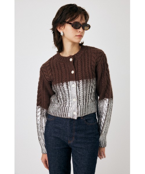 【セール】FOIL PRINT CABLE カーディガン（カーディガン/ボレロ）｜MOUSSY（マウジー）