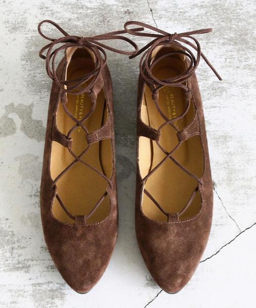 BEAUTY&YOUTH UNITED ARROWS(ビューティーアンドユースユナイテッドアローズ)の「BY∵ スウェードレースアップフラット ◆(パンプス・レディース・ブラック/ダークブラウン・LARGE/SMALL/MEDIUM)」の9枚目の写真