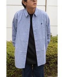 【 BEVERLY HILLS POLO CLUB / ビバリー ヒルズ ポロ クラブ 】 ビッグシルエット ワンポイント刺繍 ストライプ ボタンダウンシャツ MNY 4187-0140
