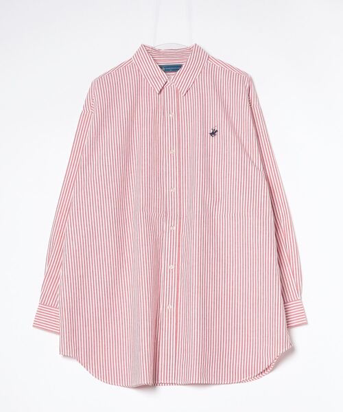 BEVERLY HILLS POLO CLUB(ビバリーヒルズポロクラブ)の「【 BEVERLY HILLS POLO CLUB / ビバリー ヒルズ ポロ クラブ 】 ビッグシルエット ワンポイント刺繍 ストライプ ボタンダウンシャツ MNY 4187-0140(シャツ/ブラウス・レディース・エメラルド/レッド/ブルー/ベージュ・FREE)」の22枚目の写真