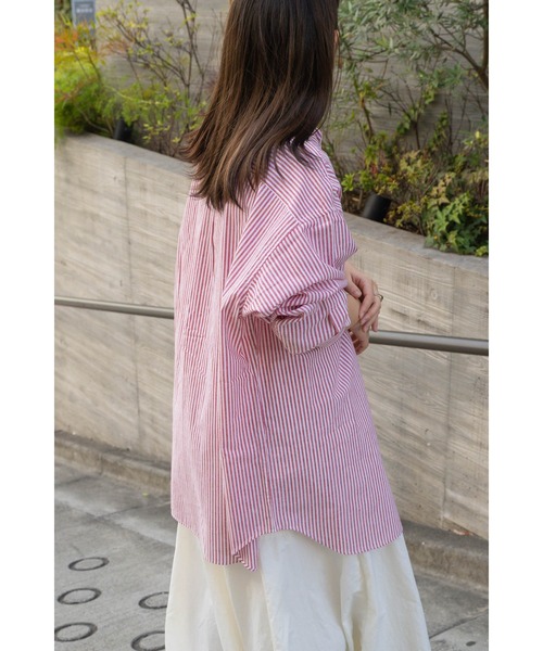 BEVERLY HILLS POLO CLUB(ビバリーヒルズポロクラブ)の「【 BEVERLY HILLS POLO CLUB / ビバリー ヒルズ ポロ クラブ 】 ビッグシルエット ワンポイント刺繍 ストライプ ボタンダウンシャツ MNY 4187-0140(シャツ/ブラウス・レディース・エメラルド/レッド/ブルー/ベージュ・FREE)」の15枚目の写真