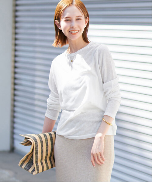 スローブイエナ　SLOBE IENA スラブ天竺クルーネックロンTEE 2枚 SLOBE IENA tシャツ 「追加」スラブ天竺クルーネックロンTEE