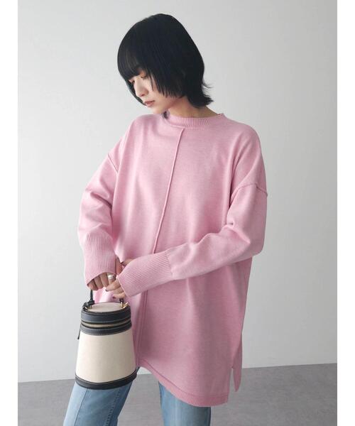 Green　Parks（グリーンパークス）の「もちやわ　ニットチュニック（チュニック・レディース・ブラック/ピンク/オフホワイト/杢グレー/サックスブルー・FREE）」の21枚目の写真