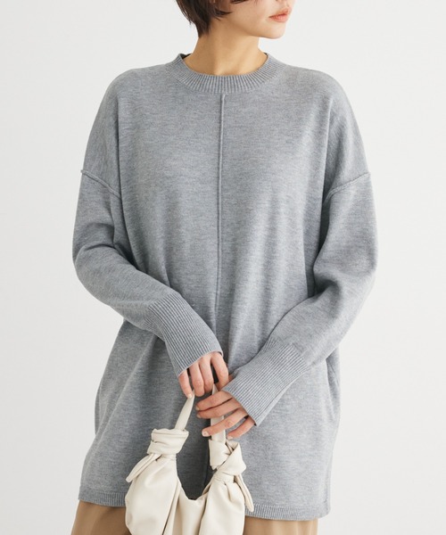 Green　Parks（グリーンパークス）の「もちやわ　ニットチュニック（チュニック・レディース・ブラック/ピンク/オフホワイト/杢グレー/サックスブルー・FREE）」の3枚目の写真