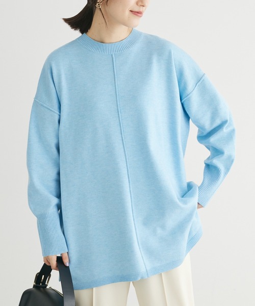 Green　Parks（グリーンパークス）の「もちやわ　ニットチュニック（チュニック・レディース・ブラック/ピンク/オフホワイト/杢グレー/サックスブルー・FREE）」の4枚目の写真