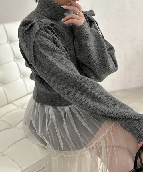apres jour clair（アプレジュールクレア）の「【apres jour clair】マルチWAYサイドリボンハイネックニット【ZOZOTOWN限定アイテム】（ニット/セーター・レディース・アイボリー/ブラック/グレー・フリー/X-LARGE）」の21枚目の写真