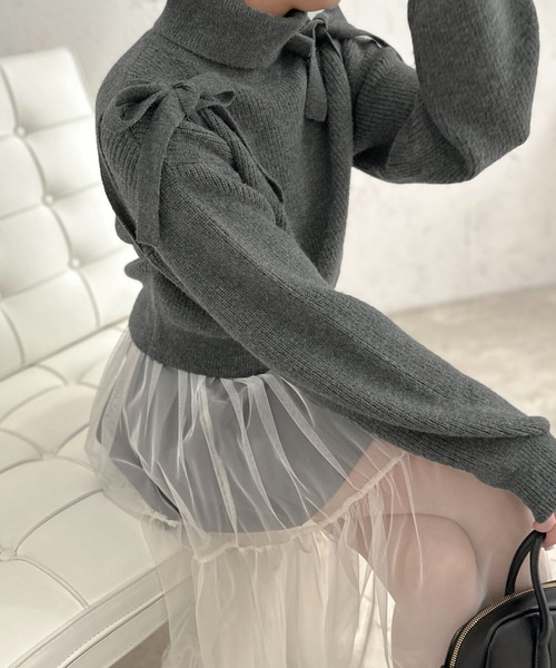 apres jour clair（アプレジュールクレア）の「【apres jour clair】マルチWAYサイドリボンハイネックニット【ZOZOTOWN限定アイテム】（ニット/セーター・レディース・アイボリー/ブラック/グレー・フリー/X-LARGE）」の22枚目の写真