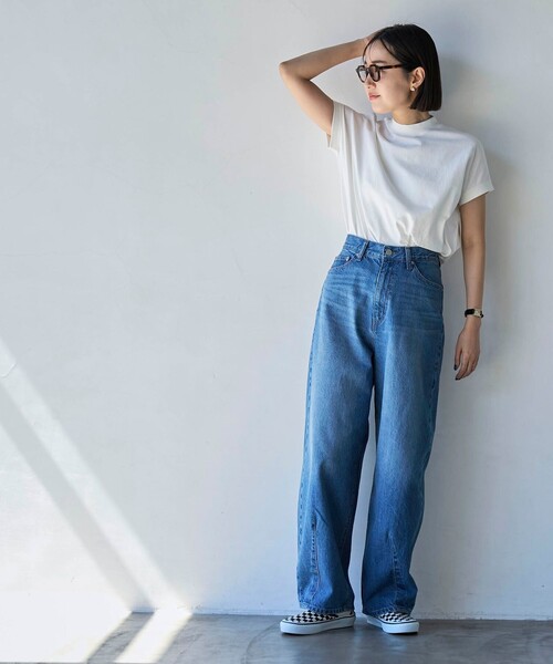 coen(コーエン)の「カーブデニムパンツ(デニムパンツ・レディース・ライトブルー/オフホワイト/コバルトブルー・S/M/L)」の6枚目の写真