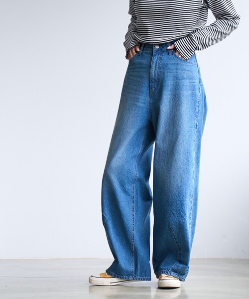 coen(コーエン)の「カーブデニムパンツ(デニムパンツ・レディース・ライトブルー/オフホワイト/コバルトブルー・S/M/L)」の8枚目の写真