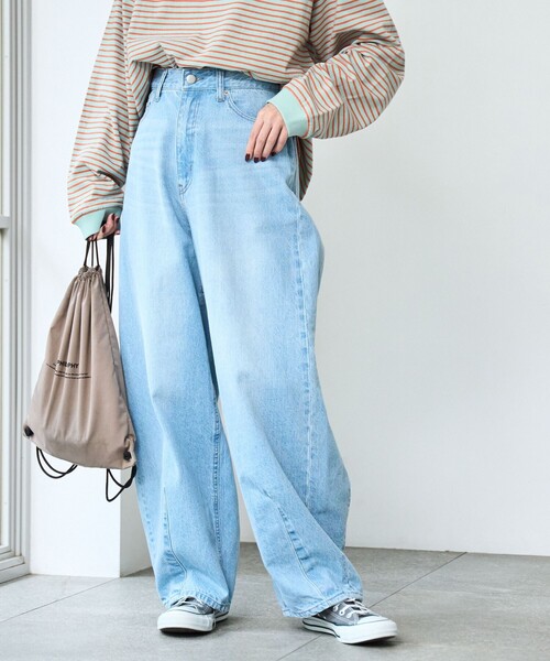 coen(コーエン)の「カーブデニムパンツ(デニムパンツ・レディース・ライトブルー/オフホワイト/コバルトブルー・S/M/L)」の17枚目の写真