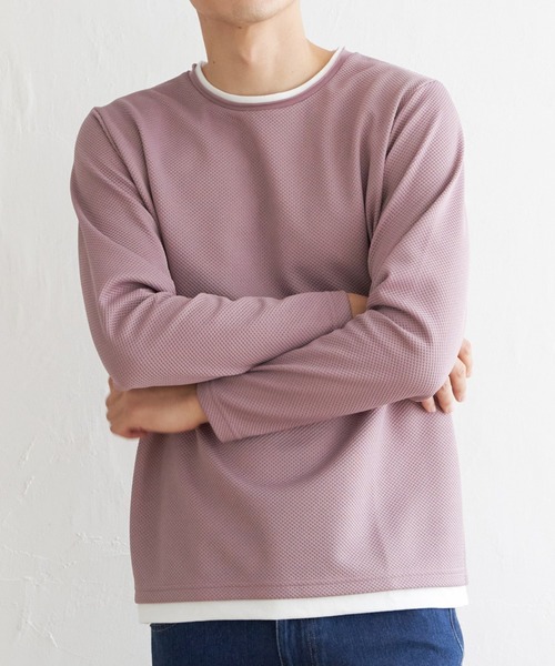 ikka（イッカ）の「【おっさんずラブ着用商品】パイナップルレイヤードロンＴ（Tシャツ/カットソー・メンズ・ブルー/グリーン/ベージュ/ネイビー/ピンク/ホワイト・L/M/XL/S）」の6枚目の写真