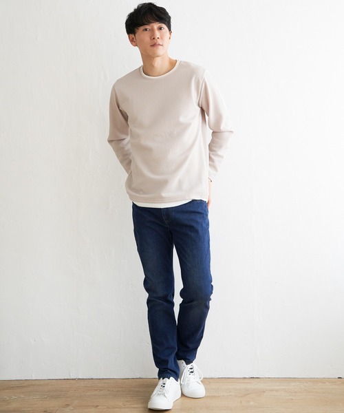 ikka（イッカ）の「【おっさんずラブ着用商品】パイナップルレイヤードロンＴ（Tシャツ/カットソー・メンズ・ブルー/グリーン/ベージュ/ネイビー/ピンク/ホワイト・L/M/XL/S）」の9枚目の写真