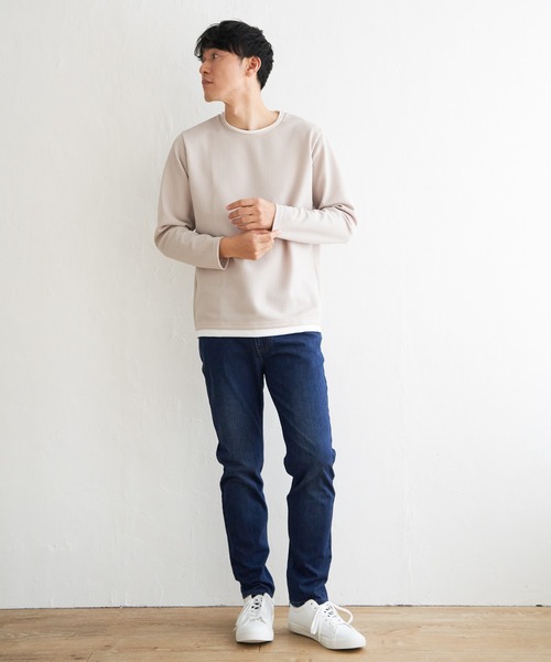 ikka（イッカ）の「【おっさんずラブ着用商品】パイナップルレイヤードロンＴ（Tシャツ/カットソー・メンズ・ブルー/グリーン/ベージュ/ネイビー/ピンク/ホワイト・L/M/XL/S）」の10枚目の写真