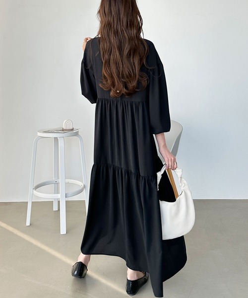 GeeRA（ジーラ）の「前後2WAYティアードシャツワンピース（シャツワンピース・レディース・ベージュ/ブラック/ライトブルー・SMALL/MEDIUM/LARGE/X-LARGE）」の8枚目の写真