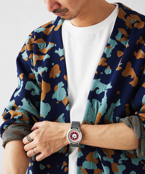 JOURNAL STANDARD relume（ジャーナルスタンダード　レリューム）の「CALIFORNIA アモルファス ジャガードカーディガン（カーディガン/ボレロ・メンズ・ブラック/チャコールグレー/アイボリー/グリーン/ライトグリーン/ネイビー・MEDIUM/LARGE）」の6枚目の写真