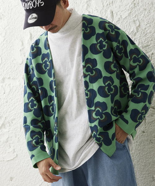 JOURNAL STANDARD relume（ジャーナルスタンダード　レリューム）の「CALIFORNIA アモルファス ジャガードカーディガン（カーディガン/ボレロ・メンズ・ブラック/チャコールグレー/アイボリー/グリーン/ライトグリーン/ネイビー・MEDIUM/LARGE）」の5枚目の写真