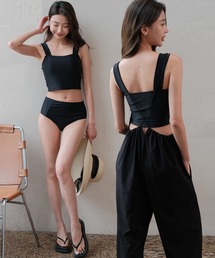 TeddyShop | 【UVカット率 99%以上】レディース水着ビキニ体型カバー サロペット+タンキニ 3点セット【WEB限定】(水着)
