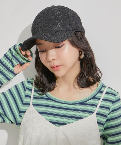 VIS（ビス）の「【小顔見え】レースキャップ（キャップ・レディース・ブラック/キナリ・FREE）」の2枚目の写真
