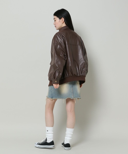 3.3 Field Trip (3.3フィールドトリップ)の「3.3 Field Trip/フェイクレザージャケット 2103082(ブルゾン・レディース・ブラウン/ブラック・FREE)」の4枚目の写真