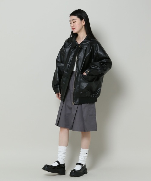 3.3 Field Trip (3.3フィールドトリップ)の「3.3 Field Trip/フェイクレザージャケット 2103082(ブルゾン・レディース・ブラウン/ブラック・FREE)」の7枚目の写真