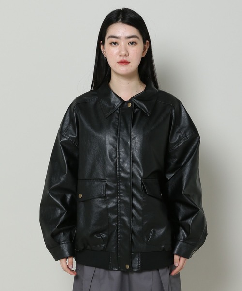 3.3 Field Trip (3.3フィールドトリップ)の「3.3 Field Trip/フェイクレザージャケット 2103082(ブルゾン・レディース・ブラウン/ブラック・FREE)」の10枚目の写真