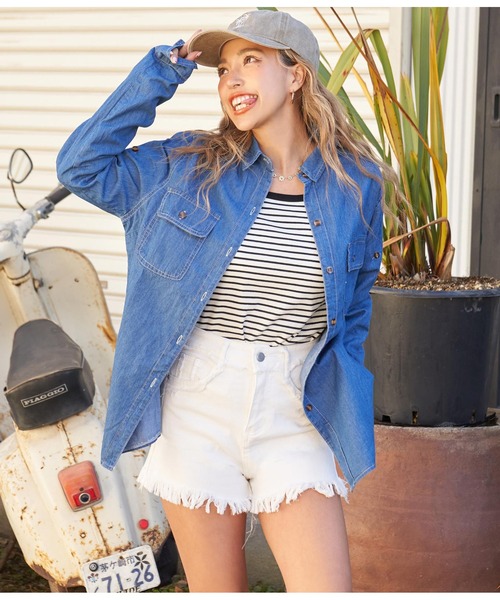 anap mimpi（アナップミンピ）の「デニム オープンシャツ（シャツ/ブラウス・レディース・サックスブルー/ブルー・FREE）」の12枚目の写真