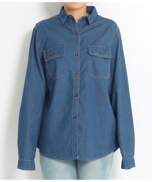 anap mimpi（アナップミンピ）の「デニム オープンシャツ（シャツ/ブラウス・レディース・サックスブルー/ブルー・FREE）」の7枚目の写真