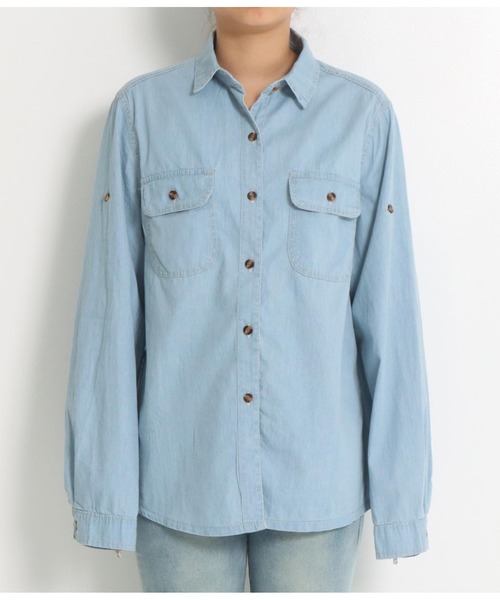 anap mimpi（アナップミンピ）の「デニム オープンシャツ（シャツ/ブラウス・レディース・サックスブルー/ブルー・FREE）」の6枚目の写真