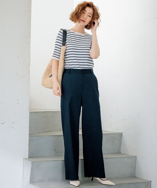 23区(ニジュウサンク)の「【洗える】レーヨンポリエステルストレッチ 5分袖 ニット(ニット/セーター・レディース・ホワイト系/ホワイト系2/ベージュ系/オレンジ系/ブラック系・32)」の7枚目の写真