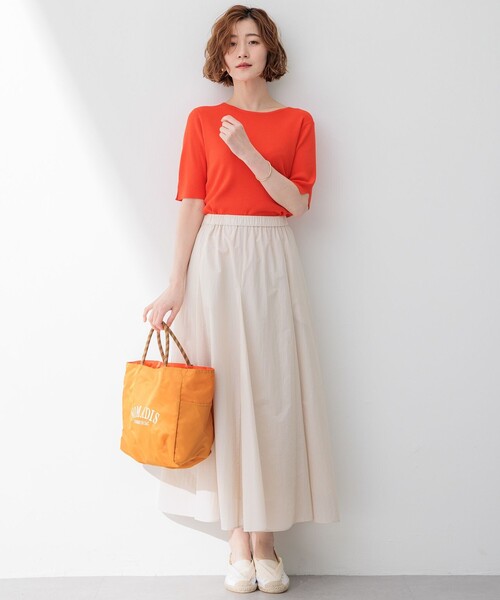 23区(ニジュウサンク)の「【洗える】レーヨンポリエステルストレッチ 5分袖 ニット(ニット/セーター・レディース・ホワイト系/ホワイト系2/ベージュ系/オレンジ系/ブラック系・32)」の9枚目の写真