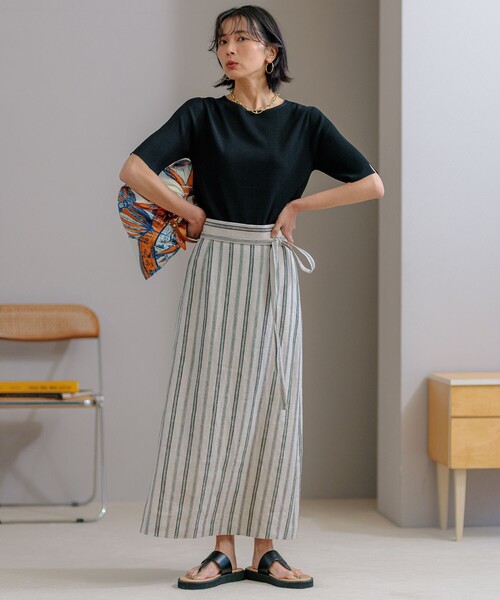 23区(ニジュウサンク)の「【洗える】レーヨンポリエステルストレッチ 5分袖 ニット(ニット/セーター・レディース・ホワイト系/ホワイト系2/ベージュ系/オレンジ系/ブラック系・32)」の14枚目の写真