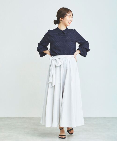 le.coeur blanc（ルクールブラン）の「ウエストリボンボリュームロングスカート（スカート・レディース・オフホワイト/ベージュ・38）」の6枚目の写真