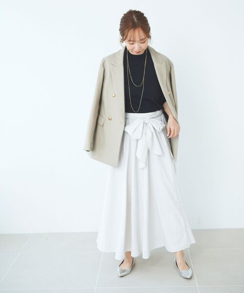 le.coeur blanc（ルクールブラン）の「ウエストリボンボリュームロングスカート（スカート・レディース・オフホワイト/ベージュ・38）」の18枚目の写真