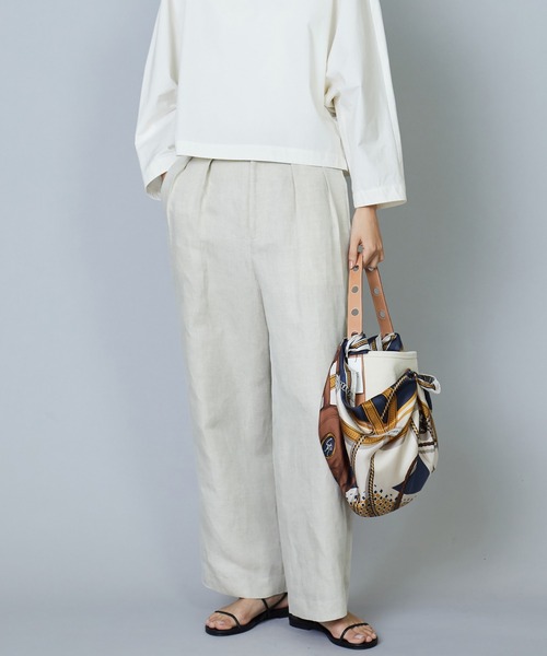 1er Arrondissement（プルミエアロンディスモン）の「レーヨンリネンツイルワイドパンツ（その他パンツ・レディース・ブラック/ベージュ・36/38）」の2枚目の写真