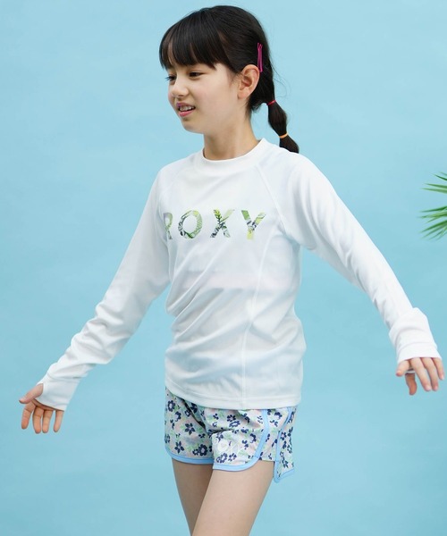ROXY（ロキシー）の「ROXY/ロキシー キッズ ラッシュガード Tシャツ 長袖 ロンT UVケア TLY241107（ラッシュガード・キッズ・ライラック/ブラック/ホワイト・150cm/140cm/130cm）」の2枚目の写真