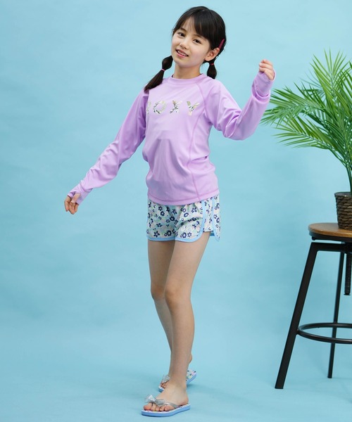 ROXY（ロキシー）の「ROXY/ロキシー キッズ ラッシュガード Tシャツ 長袖 ロンT UVケア TLY241107（ラッシュガード・キッズ・ライラック/ブラック/ホワイト・150cm/140cm/130cm）」の5枚目の写真