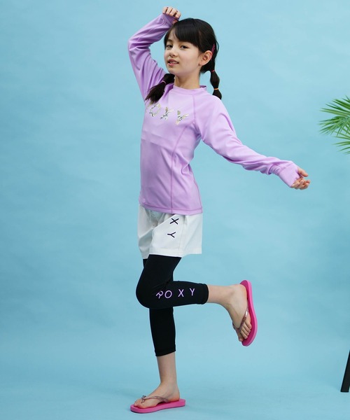 ROXY（ロキシー）の「ROXY/ロキシー キッズ ラッシュガード Tシャツ 長袖 ロンT UVケア TLY241107（ラッシュガード・キッズ・ライラック/ブラック/ホワイト・150cm/140cm/130cm）」の7枚目の写真