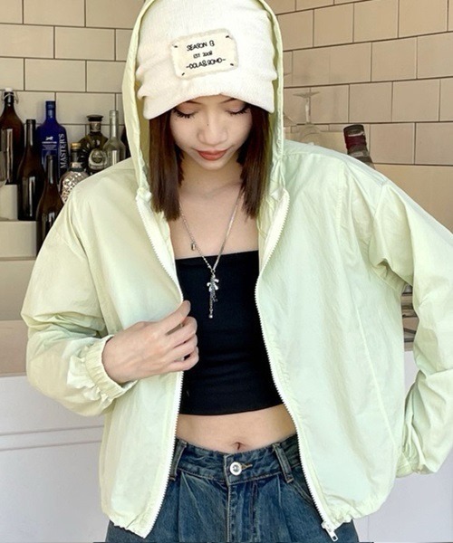 H.TOKYO（エイチトウキョウ）の「【防水・UV加工】ジップパーカー（ブルゾン・レディース・ピンク/グリーン/ホワイト/ブラック・FREE）」の3枚目の写真