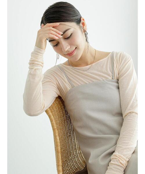 Te chichi(テチチ)の「ロングスリーブシアープルオーバー(Tシャツ/カットソー・レディース・オフホワイト/ピンク/グレー・F)」の12枚目の写真