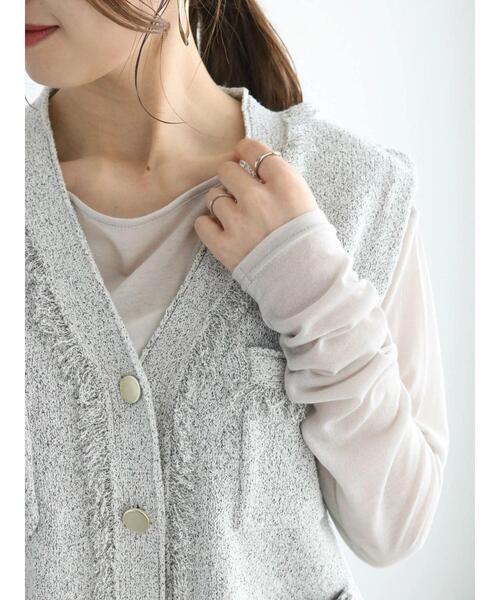 Te chichi(テチチ)の「ロングスリーブシアープルオーバー(Tシャツ/カットソー・レディース・オフホワイト/ピンク/グレー・F)」の16枚目の写真